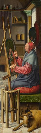 Campin, Robert, Follower of Saint Luke painting the Virgin and Child Norge oil painting art